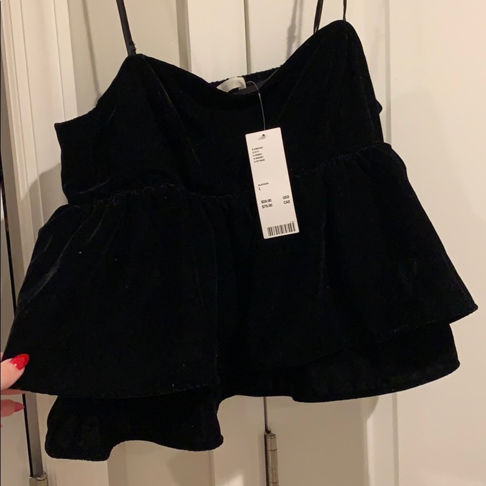 NWT Urban Outfitters Velvet Peplum top